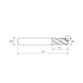 4 Flute Double Core Standard Length TitaNox-POWER End Mills Corner Radius .090/.125/.190/.250 UGMG42 Series